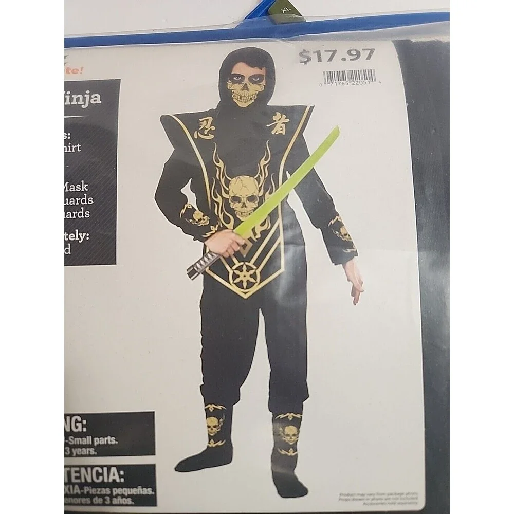 Boys S  (6/7) Skull Ninja Halloween Costume Complete NEW!